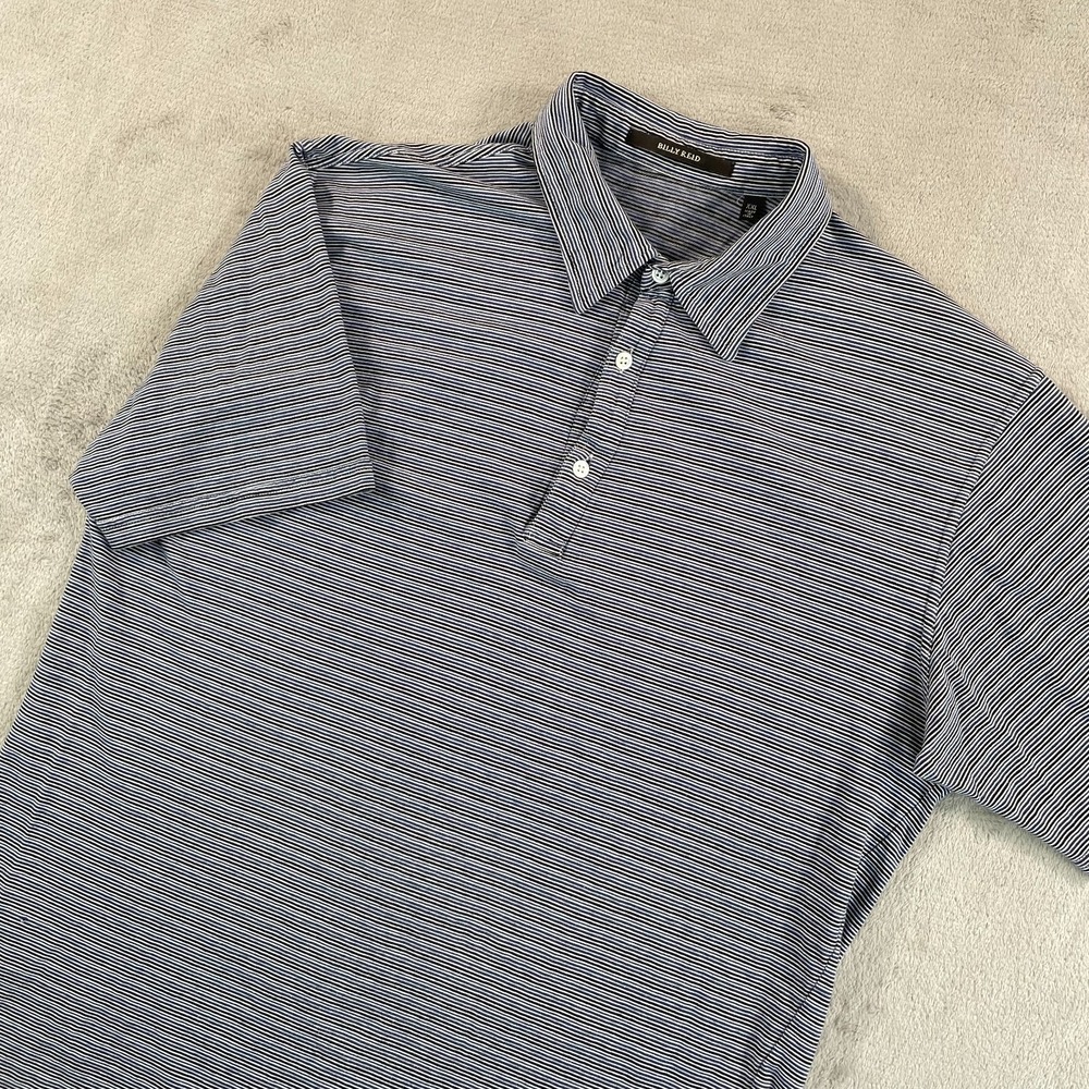 Billy Reid Black Label Polo Shirt Men 2XL Multi Striped Cotton Made in Italy SS